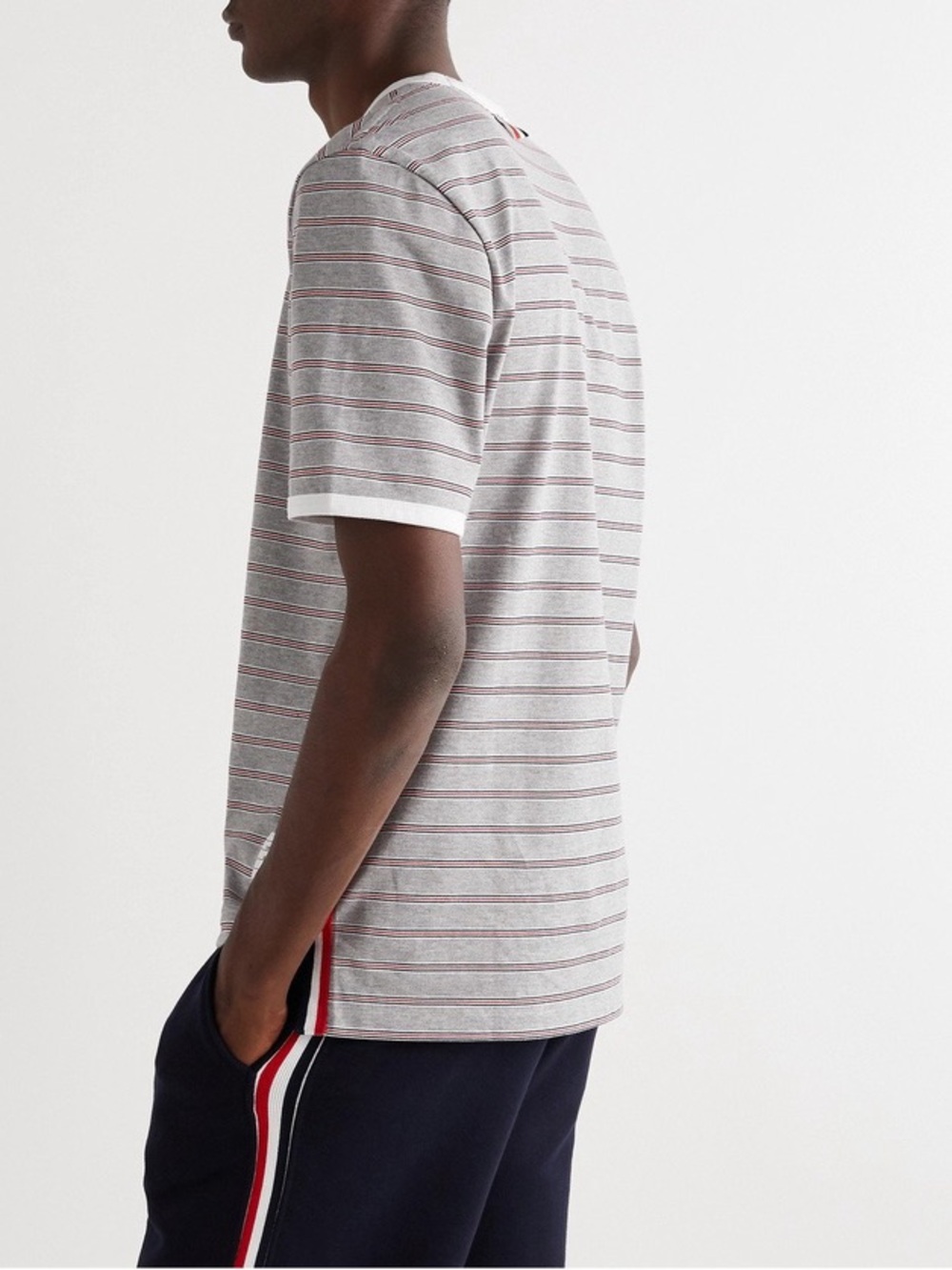 Thom Browne Striped Cotton-Jersey T-Shirt Gray Small - Picture 3 of 16